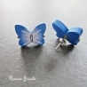 Holzohrstecker Schmetterling Ohrstecker blau silberfarbig