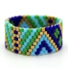 Miyuki-Delica-Glasperlen-Bandring in Grün, Blau, Türkis und Gold