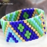 Miyuki-Delica-Glasperlen-Bandring in Grün, Blau, Türkis und Gold