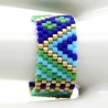 Miyuki-Delica-Glasperlen-Bandring in Grün, Blau, Türkis und Gold