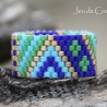 Miyuki-Delica-Glasperlen-Bandring in Grün, Blau, Türkis und Gold