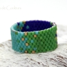 Miyuki-Delica-Glasperlen-Bandring in Grün, Blau, Türkis und Gold