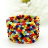 Rocailles-Glasperlen-Bandring in Kunterbunt und Gold