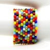 Rocailles-Glasperlen-Bandring in Kunterbunt und Gold