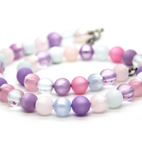 kurze Polaris-Kugel-Halskette in Rosa, Violett und Aquablau