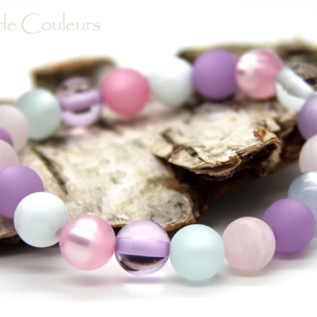 Polaris-Kugel-Armband (elastisch) in Rosa, Violett und Aquablau
