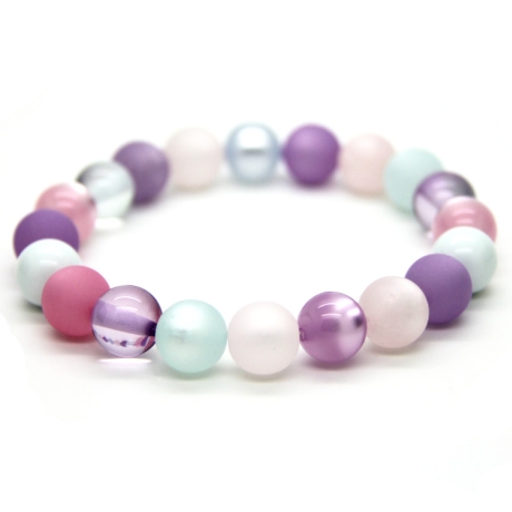 Polaris-Kugel-Armband (elastisch) in Rosa, Violett und Aquablau
