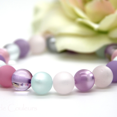 Polaris-Kugel-Armband (elastisch) in Rosa, Violett und Aquablau