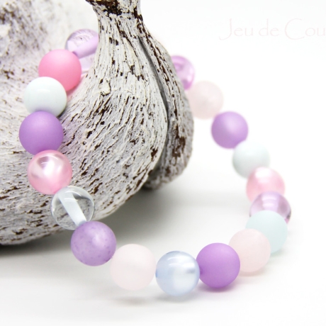 Polaris-Kugel-Armband (elastisch) in Rosa, Violett und Aquablau