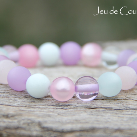 Polaris-Kugel-Armband (elastisch) in Rosa, Violett und Aquablau