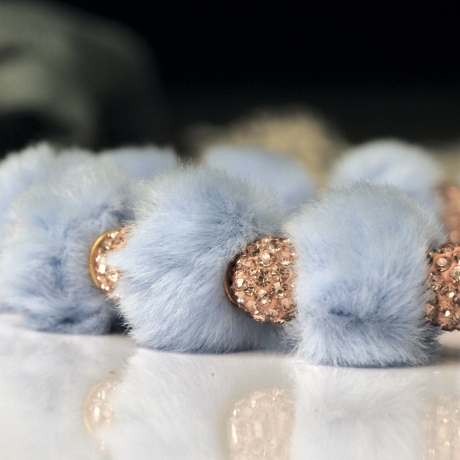 Luxuriöse Perlenkette für Hunde in Blau: Teddy Plüsch Halskette