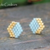 Miyuki-Delica-Glasperlen-Ohrstecker (Edelstahl) in Mint und Gold