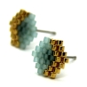 Miyuki-Delica-Glasperlen-Ohrstecker (Edelstahl) in Mint und Gold