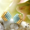 Miyuki-Delica-Glasperlen-Ohrstecker (Edelstahl) in Mint und Gold