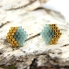 Miyuki-Delica-Glasperlen-Ohrstecker (Edelstahl) in Mint und Gold