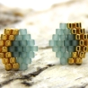Miyuki-Delica-Glasperlen-Ohrstecker (Edelstahl) in Mint und Gold