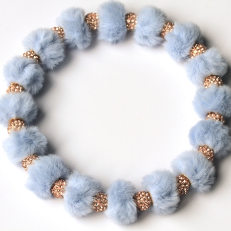 Luxuriöse Perlenkette für Hunde in Blau: Teddy Plüsch Halskette