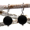 Polaris-Kugel-Edelstahlcreolen (silbrig) in Schwarz, Accessoire
