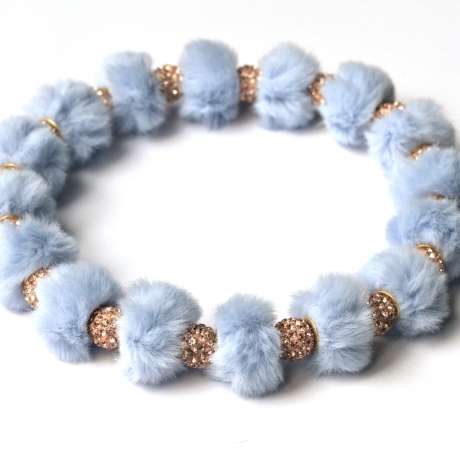 Luxuriöse Perlenkette für Hunde in Blau: Teddy Plüsch Halskette