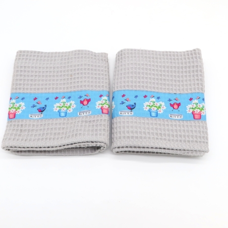 Geschirrtücher Waffelpiqué 2er Set Baumwolle 52x43 cm blau