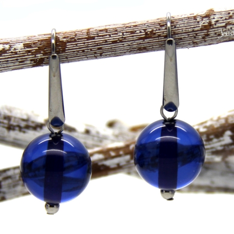 Polaris-Kugel-Edelstahlohrhaken (silbrig) in transparentem Blau