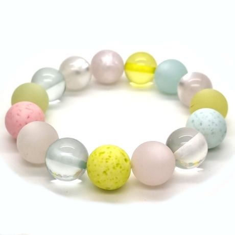 Polaris-Kugel-Armband (elastisch) in Rosa, Grün, Weiß und Aqua