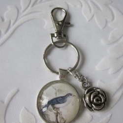 Schlüsselanhänger Vogel Blume Rose