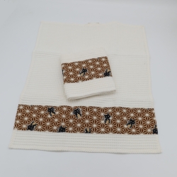 Küchentücher mit Katzenmotiv 100% Baumwolle beige ocker Geschenk