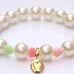 Herz Perlenkette für Hunde bunt: Elastische Halskette mit Charm