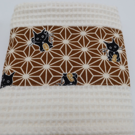 Küchentücher mit Katzenmotiv 100% Baumwolle beige ocker Geschenk