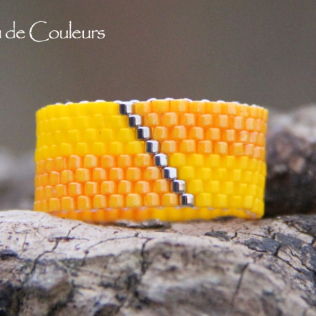 Miyuki-Delica-Glasperlen-Bandring in Gelb, Orange und Silber