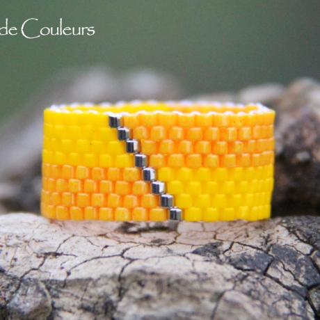Miyuki-Delica-Glasperlen-Bandring in Gelb, Orange und Silber