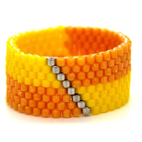 Miyuki-Delica-Glasperlen-Bandring in Gelb, Orange und Silber