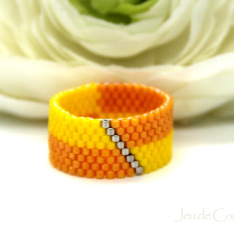 Miyuki-Delica-Glasperlen-Bandring in Gelb, Orange und Silber