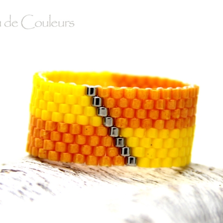 Miyuki-Delica-Glasperlen-Bandring in Gelb, Orange und Silber