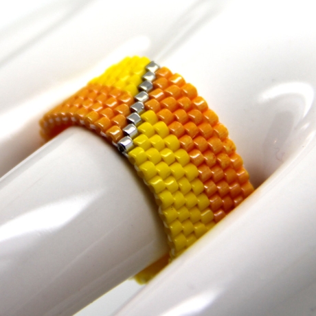 Miyuki-Delica-Glasperlen-Bandring in Gelb, Orange und Silber