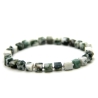 Baumachat-Würfel-Armband (eleastisch) in Grün und Weiß marmoriert
