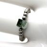 Edelstahl-Kugelring in Silber mit einem Baumachat-Würfel