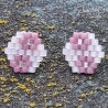 Miyuki-Delica-Glasperlen-Ohrstecker (Edelstahl) in Mauve und Weiß