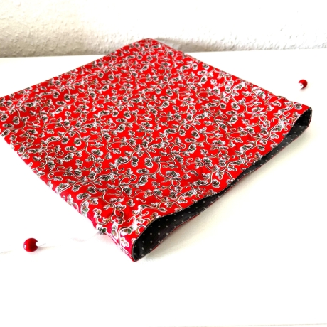 Geschenkbeutel Stoffsäckchen mit Innenfutter 24x26 cm Rot Grau