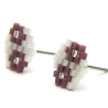 Miyuki-Delica-Glasperlen-Ohrstecker (Edelstahl) in Mauve und Weiß