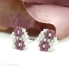 Miyuki-Delica-Glasperlen-Ohrstecker (Edelstahl) in Mauve und Weiß