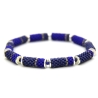 Armband (elastisch) aus Delica-Glasperlen in Blau, Grau u. Silber