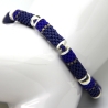Armband (elastisch) aus Delica-Glasperlen in Blau, Grau u. Silber