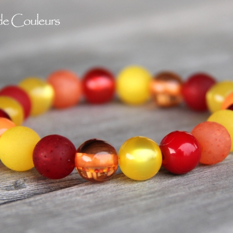 Polaris-Kugel-Armband (elastisch) in Rot, Gelb und Orange