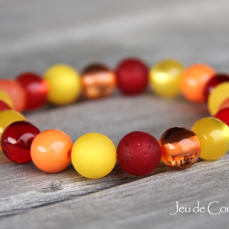 Polaris-Kugel-Armband (elastisch) in Rot, Gelb und Orange
