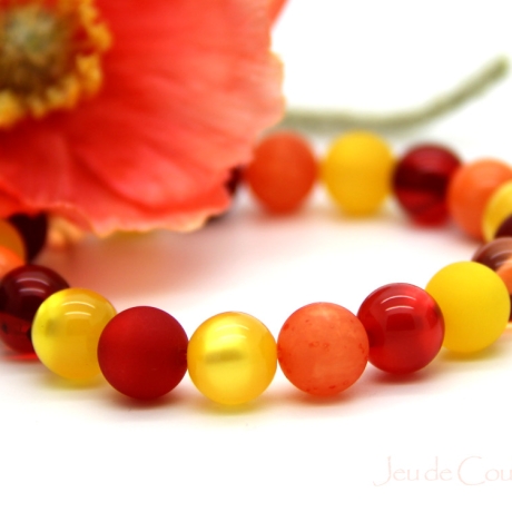 Polaris-Kugel-Armband (elastisch) in Rot, Gelb und Orange