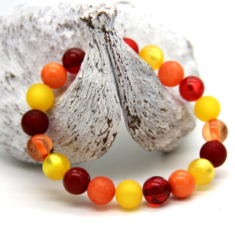 Polaris-Kugel-Armband (elastisch) in Rot, Gelb und Orange