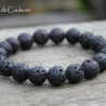 Lava-Kugel-Armband (elastisch) in Schwarz, auch als Herrenschmuck