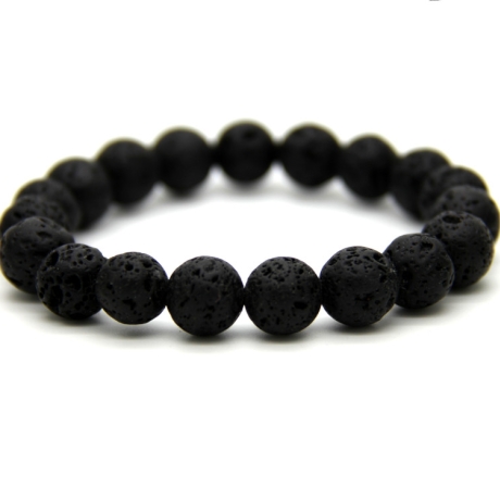 Lava-Kugel-Armband (elastisch) in Schwarz, auch als Herrenschmuck